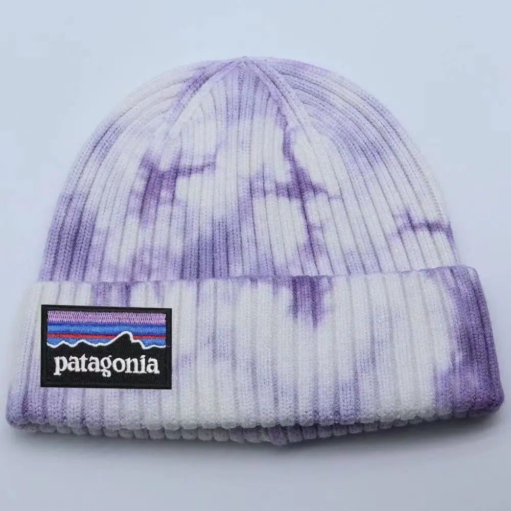 PATAGONIA New tie-dye Unisex Letter Warm Winter Hats Stylish Soft Beanie Cap Thick Winter Knitted Hats For Men & Women