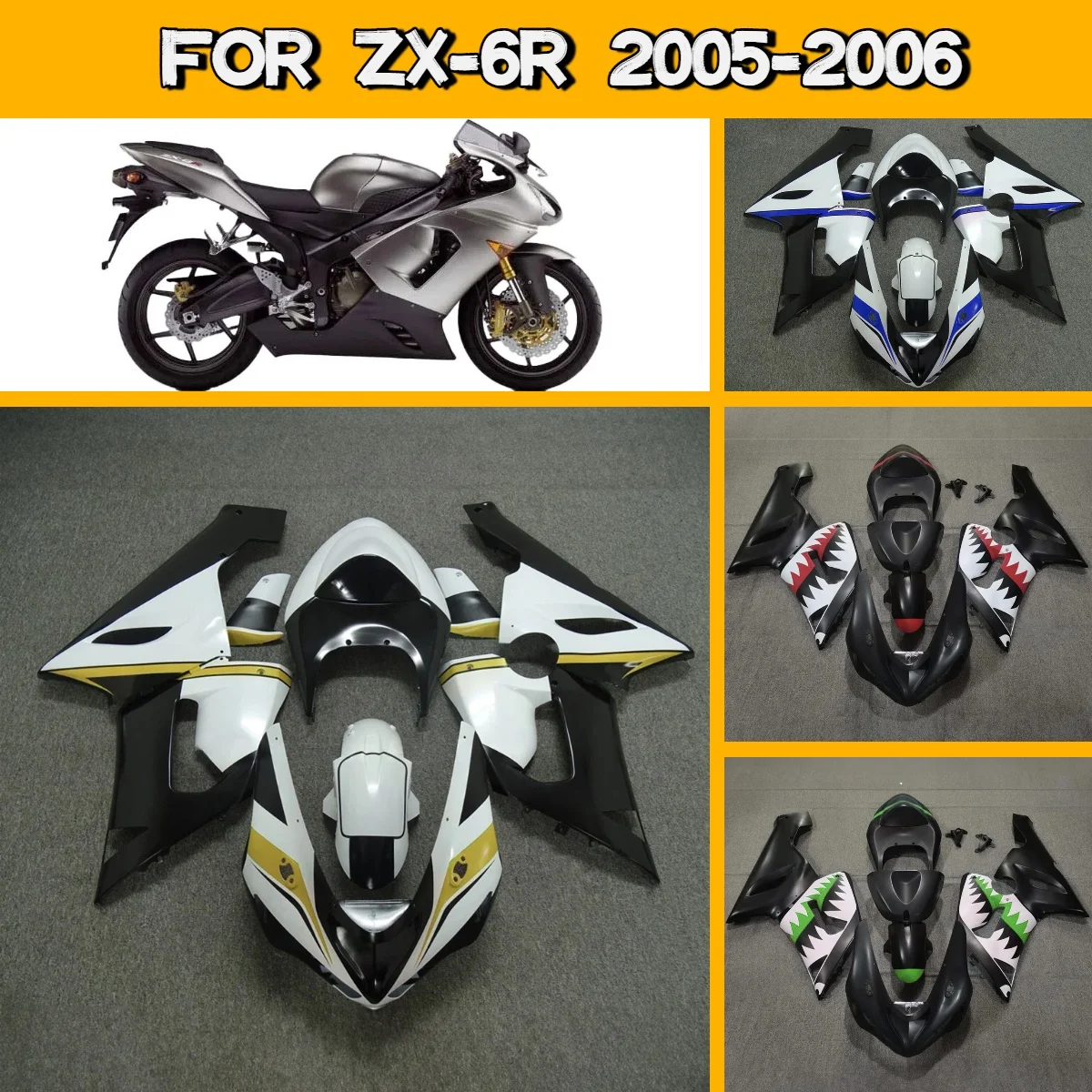 Motorcycle Fairing Kit 2005 2006 ZX6R Full Accessories Fairings ABS Plastic Suit for 05 06 Kawasaki ZX 6R