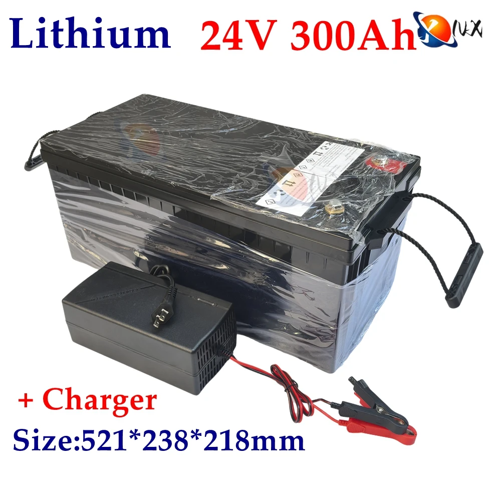 waterproof 24V 300AH Lithium ion battery BMS 24V 400AH li ion battery for 2400W RV EV Solar energy golf cart UPS +20A Charger