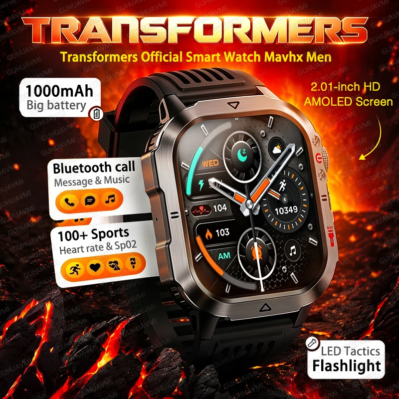 Official Transformers Men Military Smartwatch 1000mAh Big Battery 2.01