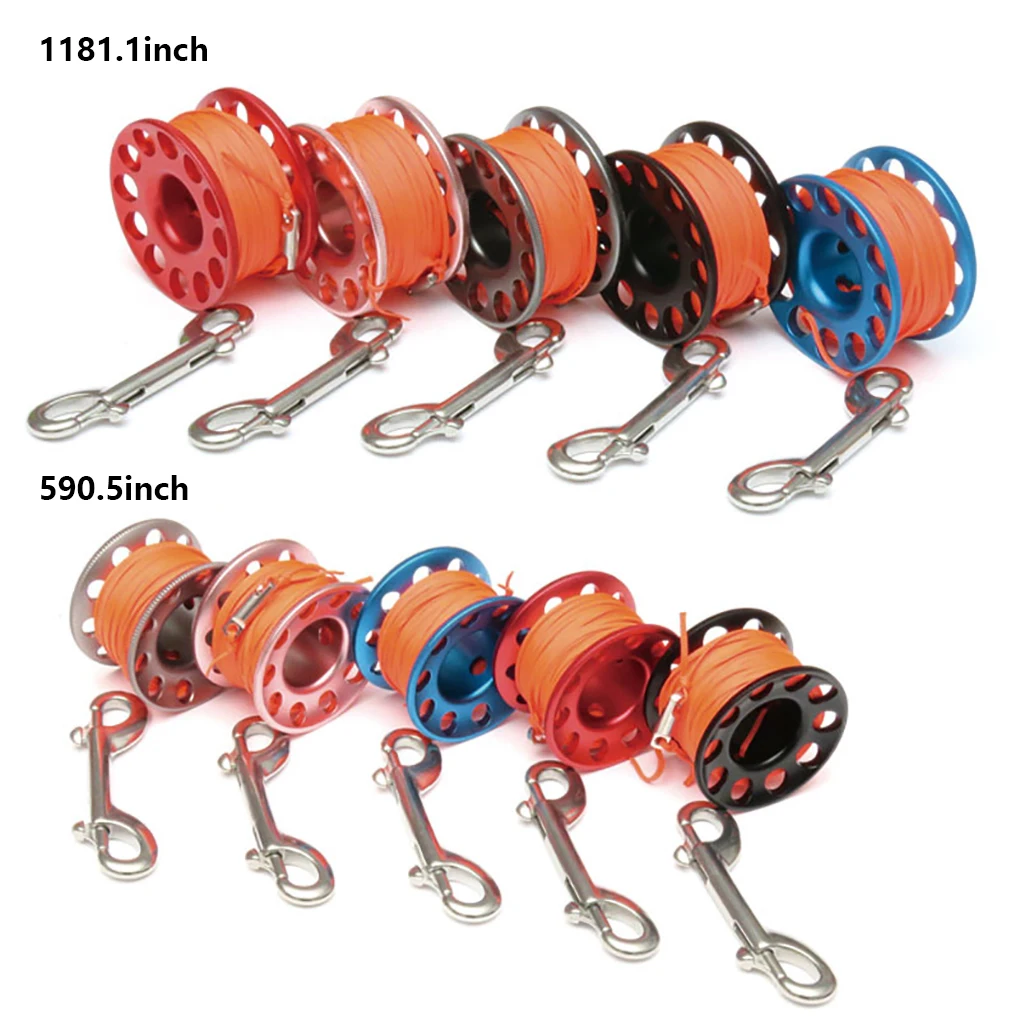 Spool Finger Reel Diving Reels Lifeline Satety Sausage Underwater Float SMB Equipment Aluminum Alloy Hand Winder Red