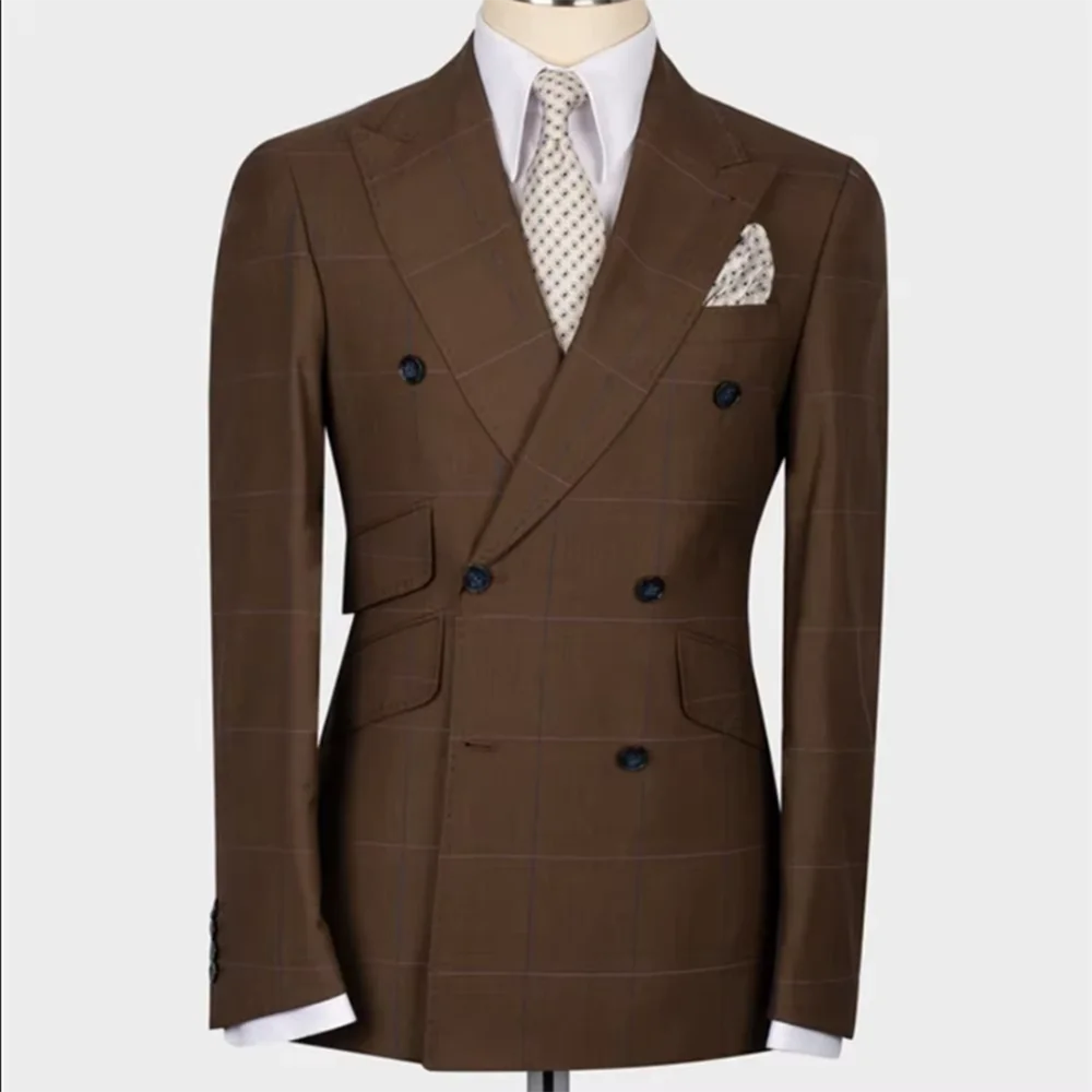

Handsome Double Breasted Men's Suit 2 Pieces Groom Tuxedo Blazer Pants Business Wear Formal Occasion Dinner Men's Clothing