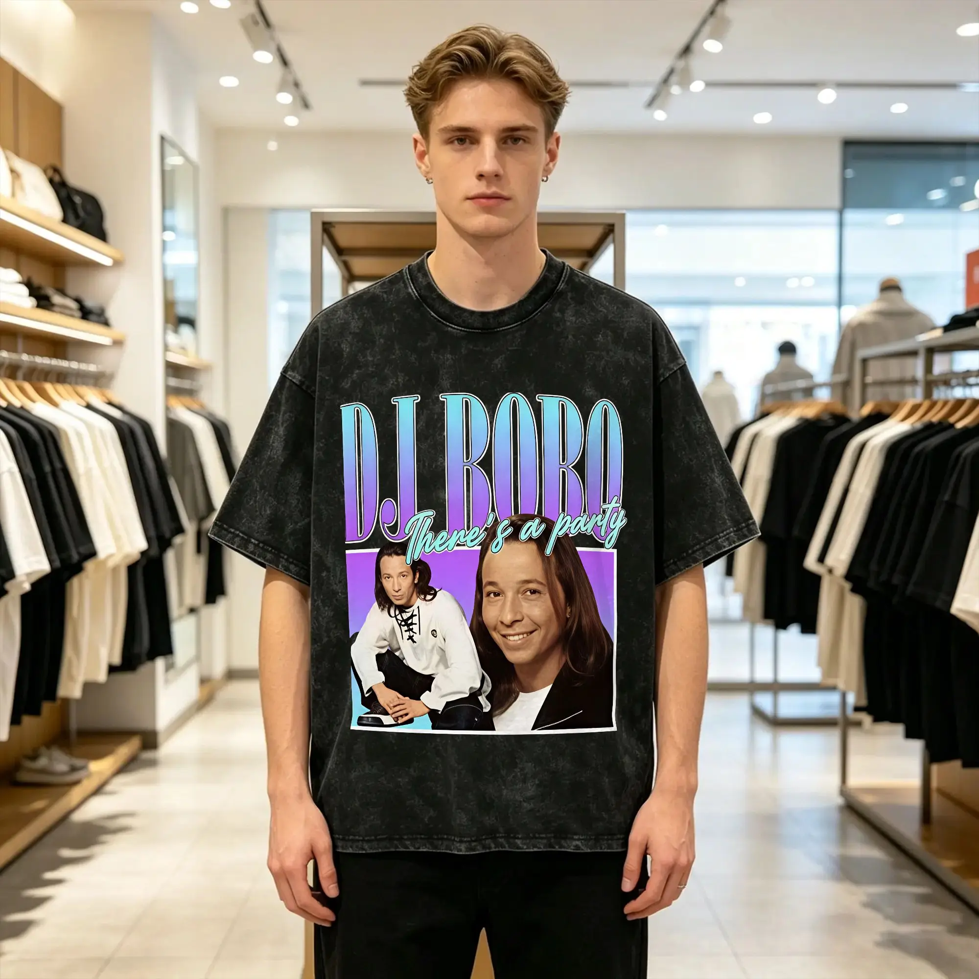 Couple T Shirt DJ Bobo Washed T Shirts Harajuku Eurodance Summer Tees Awesome Pattern Cotton Tops Dropshipping