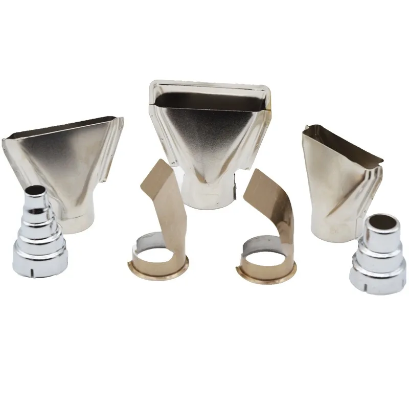 9pcs Universal Handheld Hot Air Gun Nozzle Three-layer Five Layer Round Flat Nozzle Baking Gun Head Hot Air Tube Gathering Tool