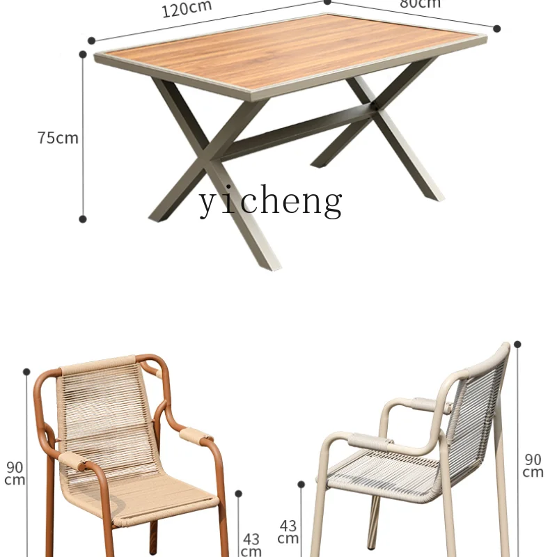 

ZK Outdoor Desk-Chair Courtyard Garden Balcony Leisure Rattan Chair New Chinese Outdoor Rattan Dining Table and Chair