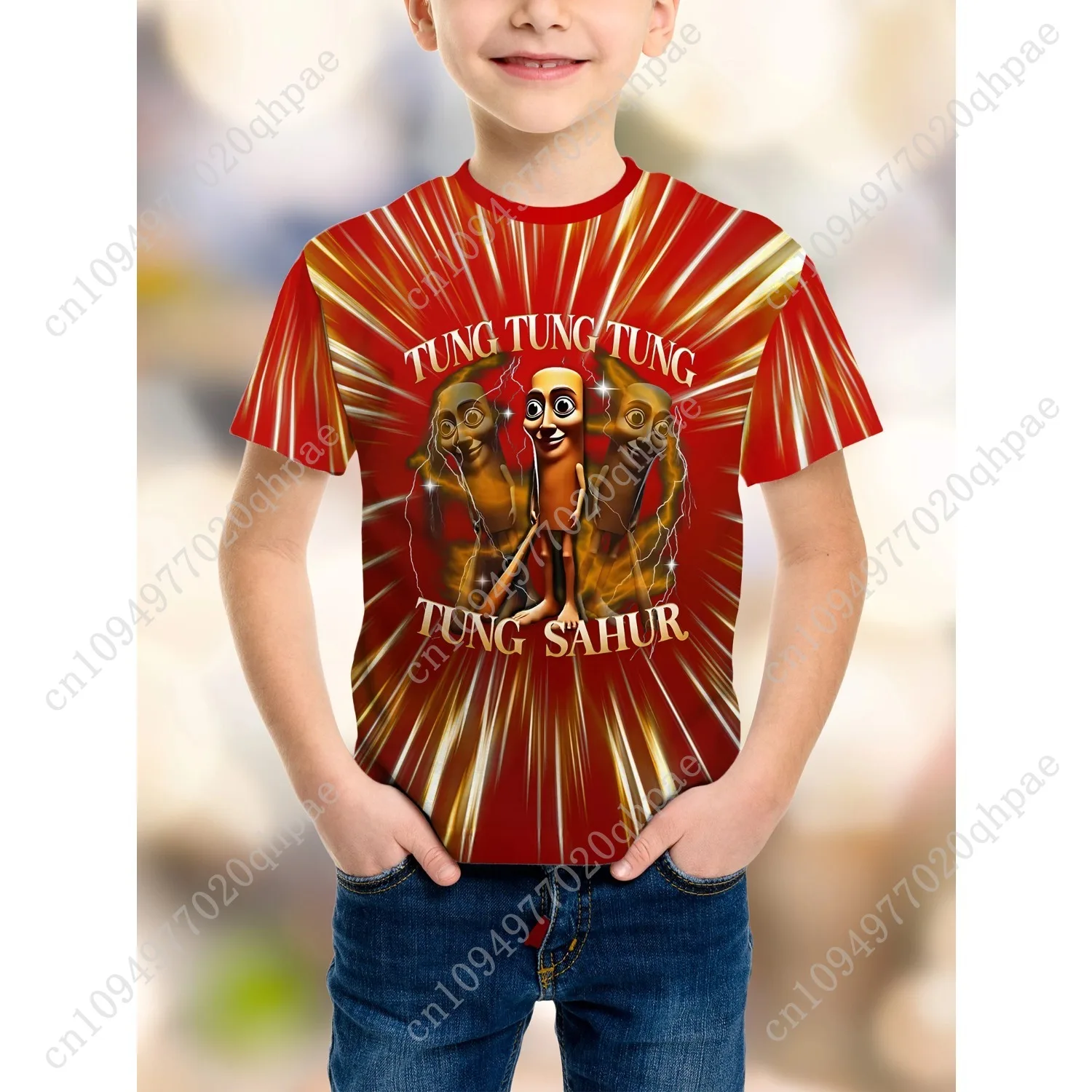 ملابس جديدة تي شيرت موضة TungTungTung Sahur Bombardiro Crocodilo للأطفال كارتون تي شيرت بدلة للأولاد أنيمي Ai لعبة قصيرة الأكمام #5