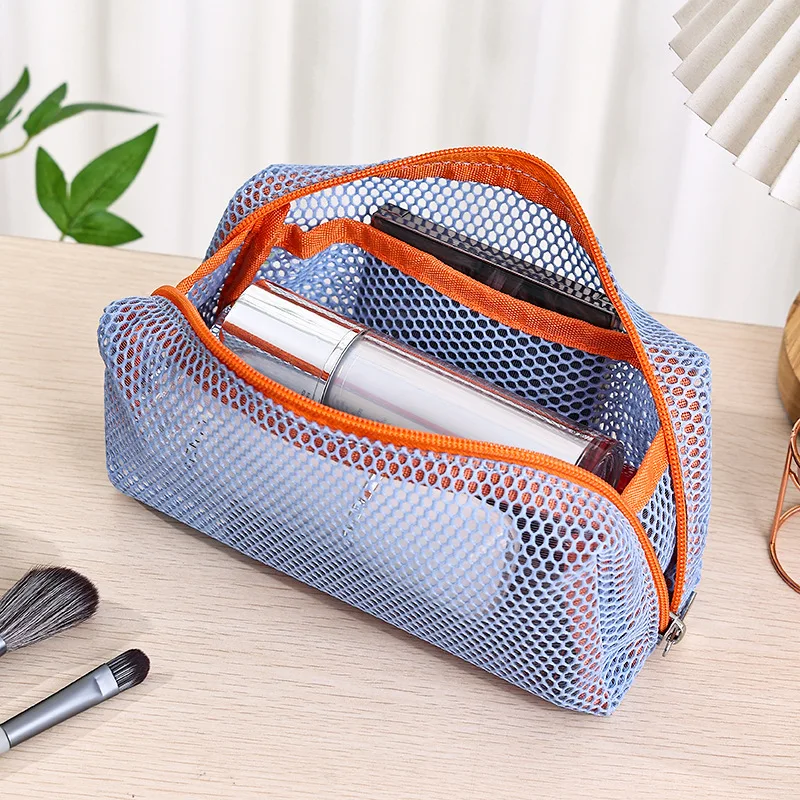 1PC Reise Schwarz Mesh Kosmetik Tasche Zipper Make-Up Tasche Für Frauen Waschen Kulturbeutel Make-Up Organizer Tragbare Lagerung Beutel