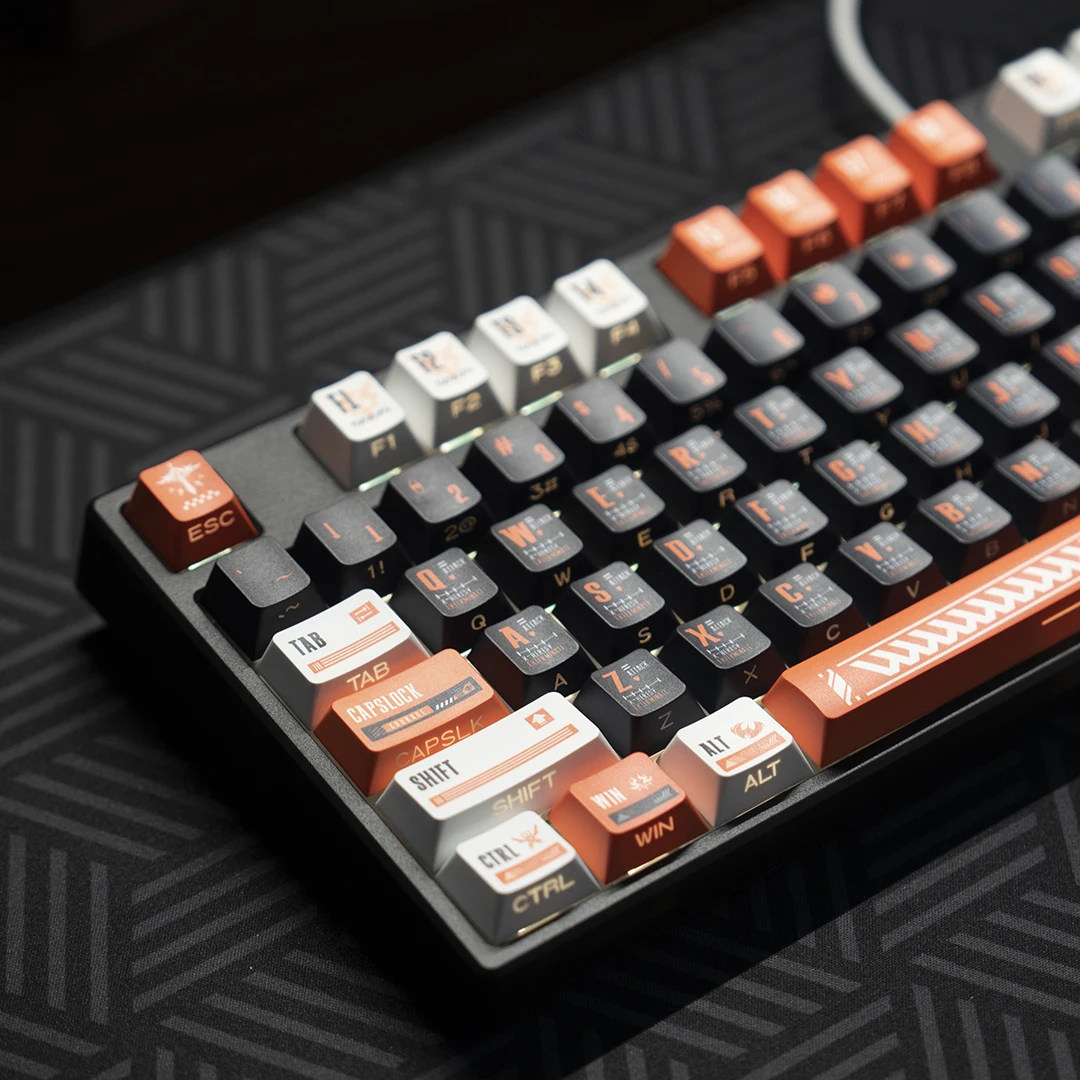Imagem -02 - Lado Gravado Keycaps para Teclado Mecânico do Jogo Lado Gravado Perfil Cereja Pbt Sublimação Térmica Laranja