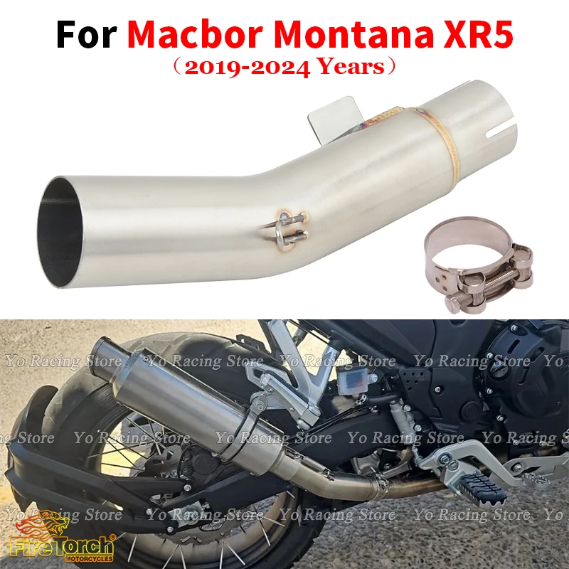 Slip On For Macbor Montana XR5 XR 5 Motorcycle Exhaust System Escape Stainless Steel Middle Link Pipe Connecting 51mm Muffler