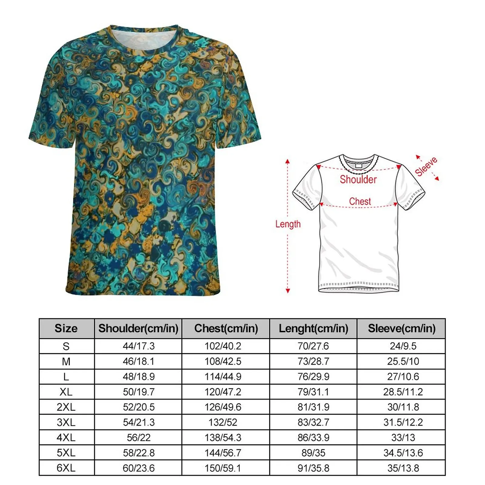 Men Swirly Baroque T Shirt Retro Print Trendy T-Shirts Short Sleeve Custom Tops Dropshipping Summer Aesthetic Oversized Top Tees