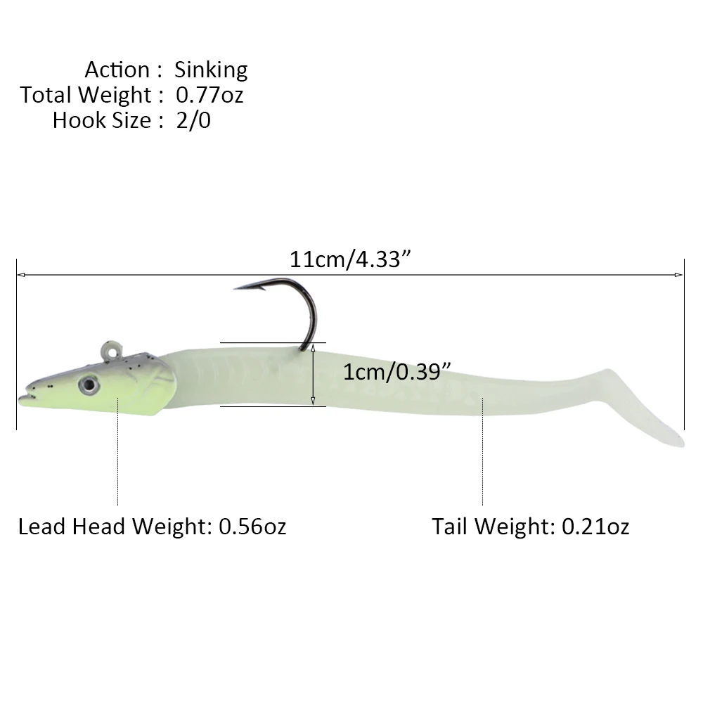 GOTURE 1/5/15Pcs Soft Fishing Lures 3D Eyes Glitter Lead Fish Swimbaits Artificial Seawith Hooks Bass Trout Carp Lure Tackle