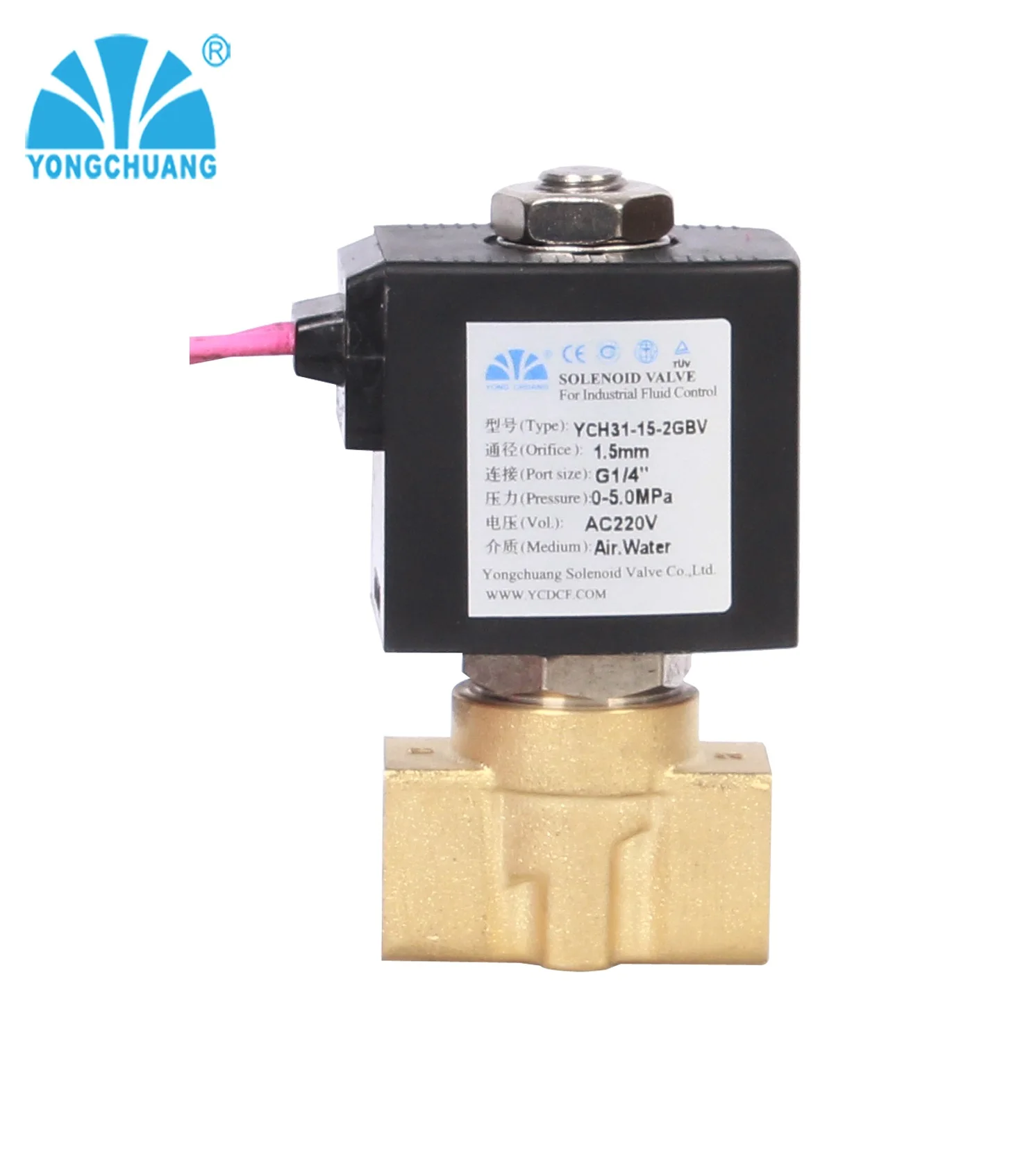 Yongchuang YCH31 high pressure stainless steel 100 bar CO2 solenoid valve for soft drinks air water