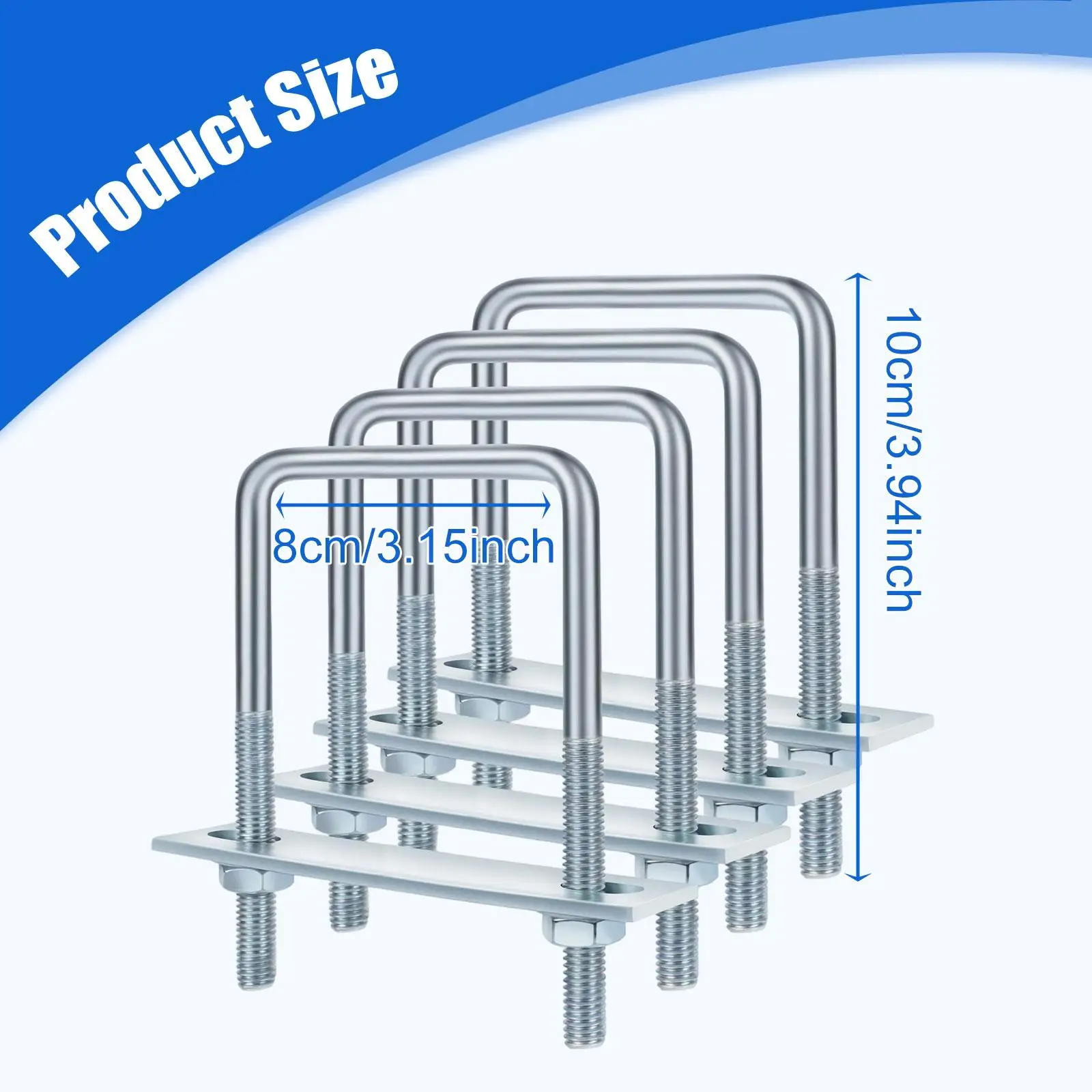 Pernos en U cuadrados de 4 piezas resistentes para mantenimiento automotriz industrial