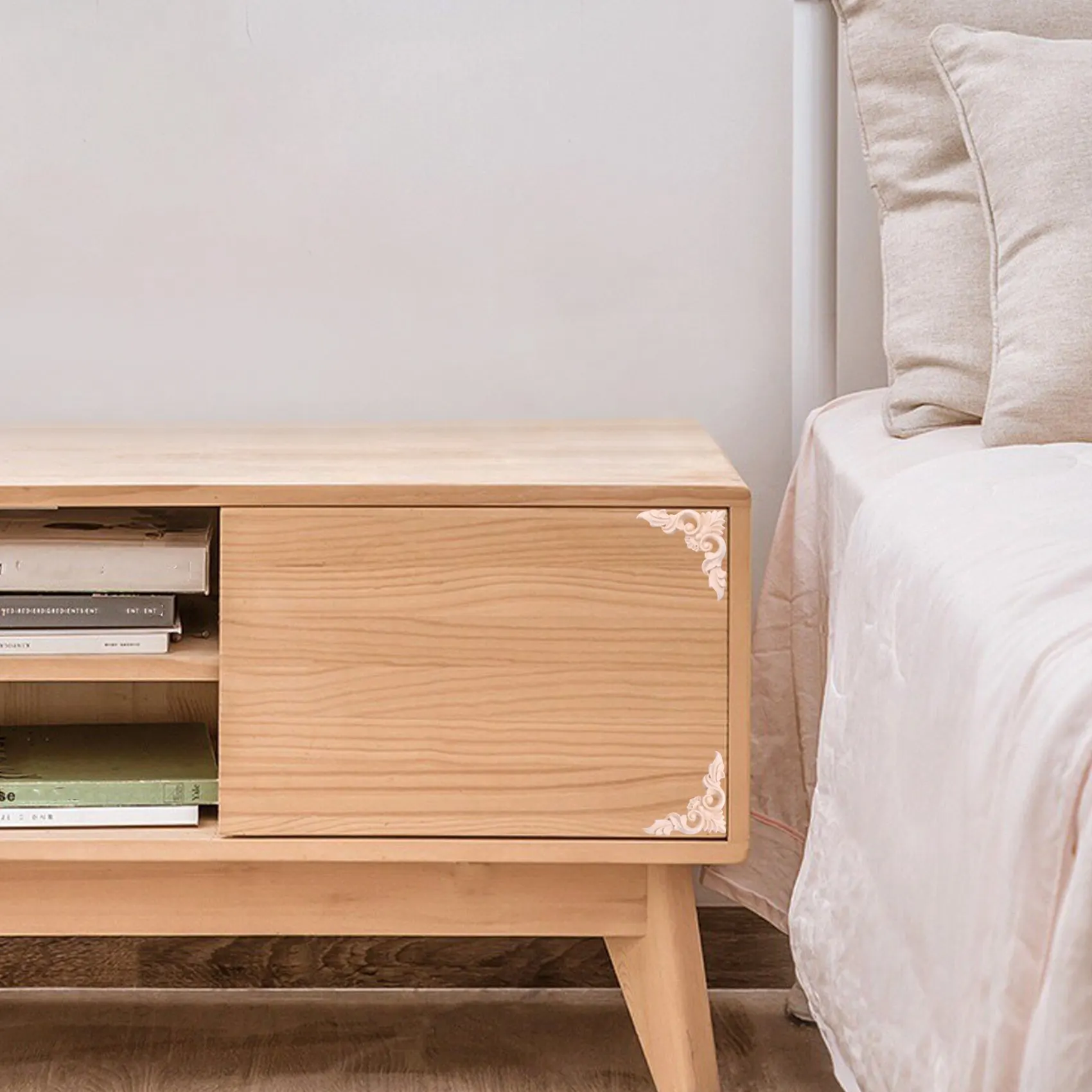 4 шт. 8*8 см деревянные резные угловые накладки для мебели, украшения для дома, неокрашенная аппликация HY