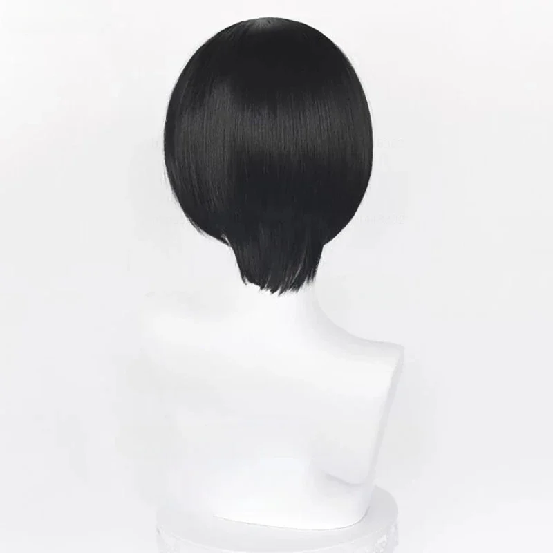 Wig Cosplay Game Ada Wong Wig Ada Wong 32Cm Rambut Sintetis Tahan Panas Hitam Pendek Wig Permainan Peran Pesta Wanita