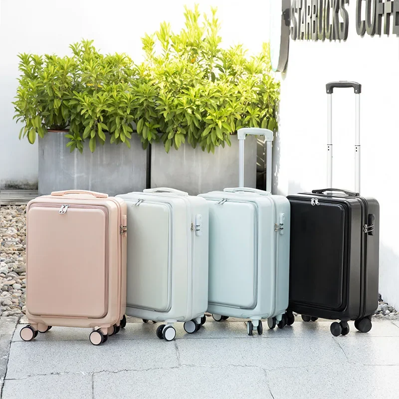 Rolling Luggage Travel Suitcase  Front Open Trolley Case Boarding Box Unisex Large Capacity Trunk Silent Universal Wheel Luggage