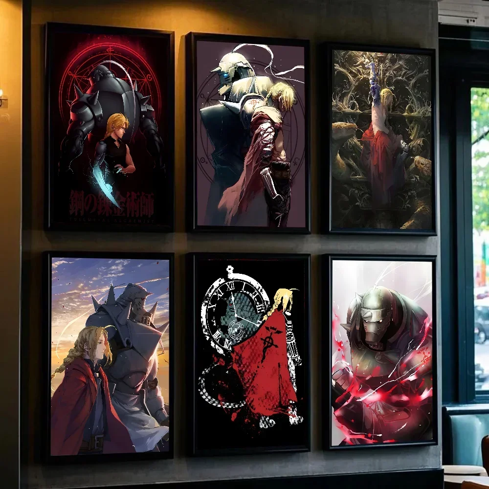 Póster de Anime japonés Fullmetal Alchemist, estética minimalista, pintura en lienzo impresa para sala de estar, hogar moderno