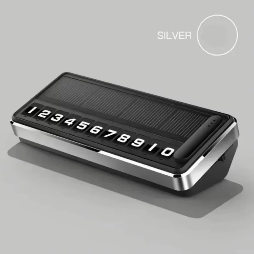Car Solar Energy Aluminum Alloy Temporary Number Plate General Motors Temporary Parking Sign LED Light Car Interior Accessories image 5