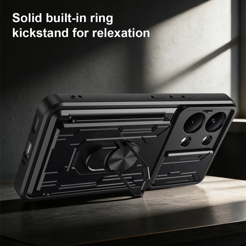 Etui z podpórką i pancerzem na Xiaomi Poco X8 Pro Max, z przegródką na karty, uchwytem na palec i funkcją podstawki, Fundas Coque Capa — zdjęcie produktu 4