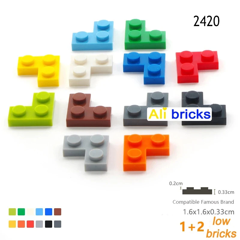 40pcs Bulk Accessories Parts Plate 2x2 Corner Idea Building Bricks 2420 DIY Classic Blocks MOC Educational Toys For Children