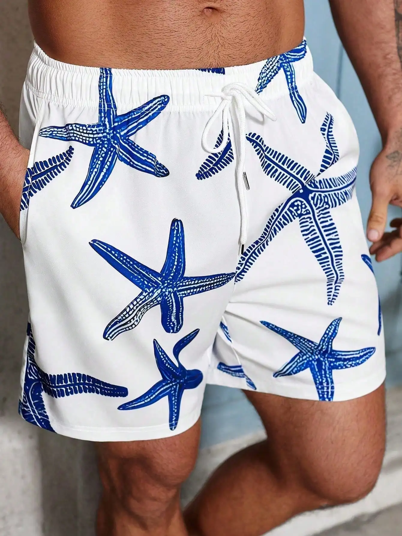 

Men's Casual Starfish Print Beach Shorts Holiday / Vacation / Beach / Hawaii / Tropical / Swim / Bathing