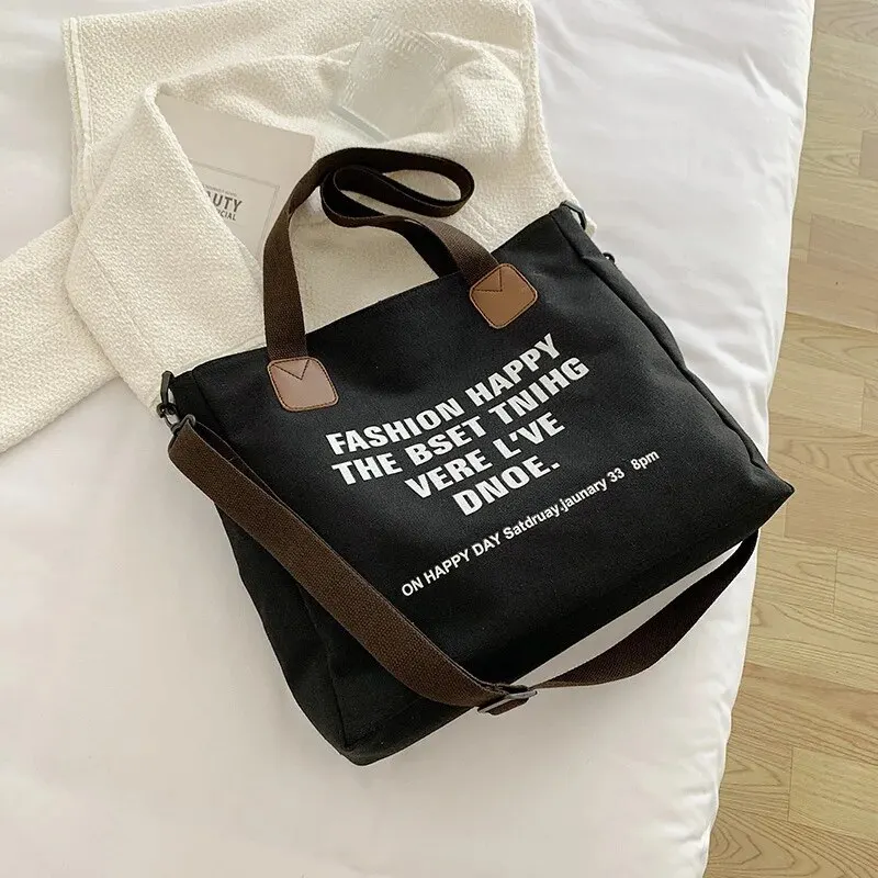 New Multifunctional Chest Bag Fashion Trend Large Capacity Canvas Shopping Tote Bag Single Shoulder Bag Class Artistic Handbag