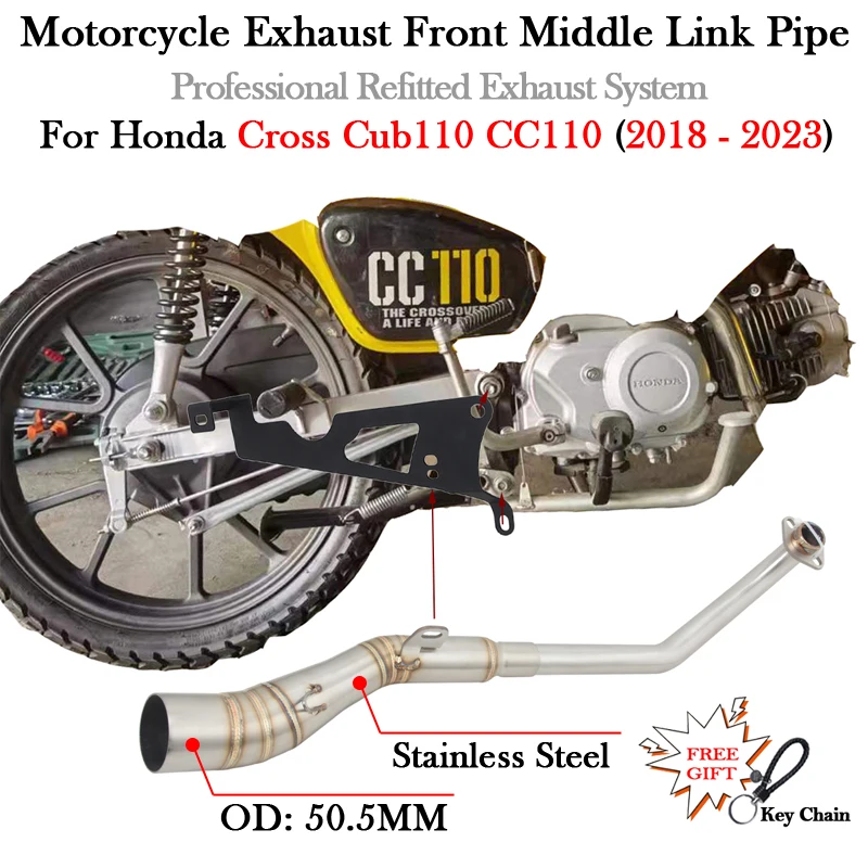 

Slip On For HONDA Cross CUB110 CC110 CUB CC 110 2018 - 2022 2023 Motorcycle Exhaust Modify Escape Moto Front Middle Link Pipe