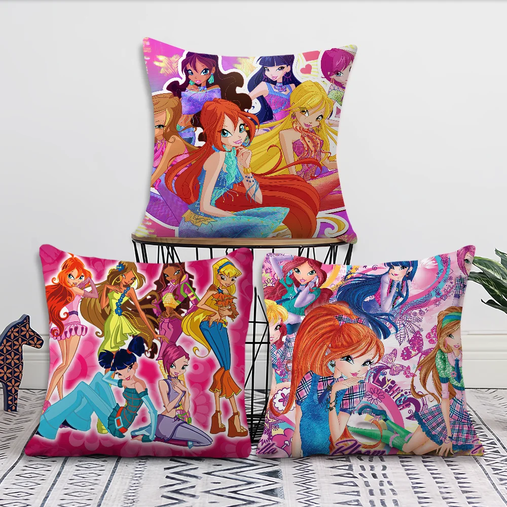 Cartoon W-Winx C-Club Magic Cushion cover Pillow Sofa Printing Decoration Room Home Office Coffee Shop Car Nordic Simplicity