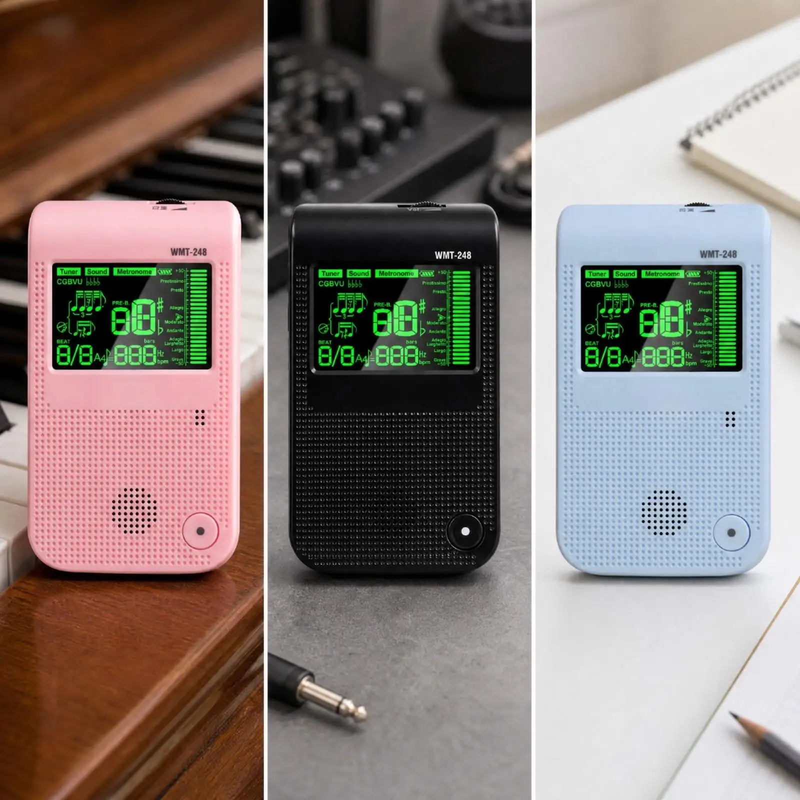 Rechargeable Electronic Metronome with Tuner for Guitar Piano Drums Voice Counting Digital Tempo Practice Tool