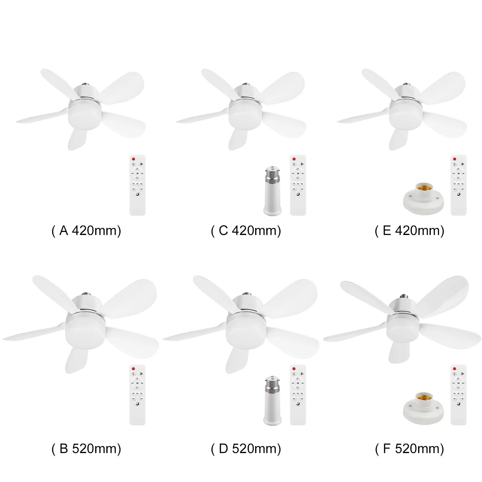 Home LED Ceiling Fan Light E26 E27 Base 3-colour Adjustable Wireless Remote Control 42/52CM Ceiling Fan Lamp for Bedroom Living