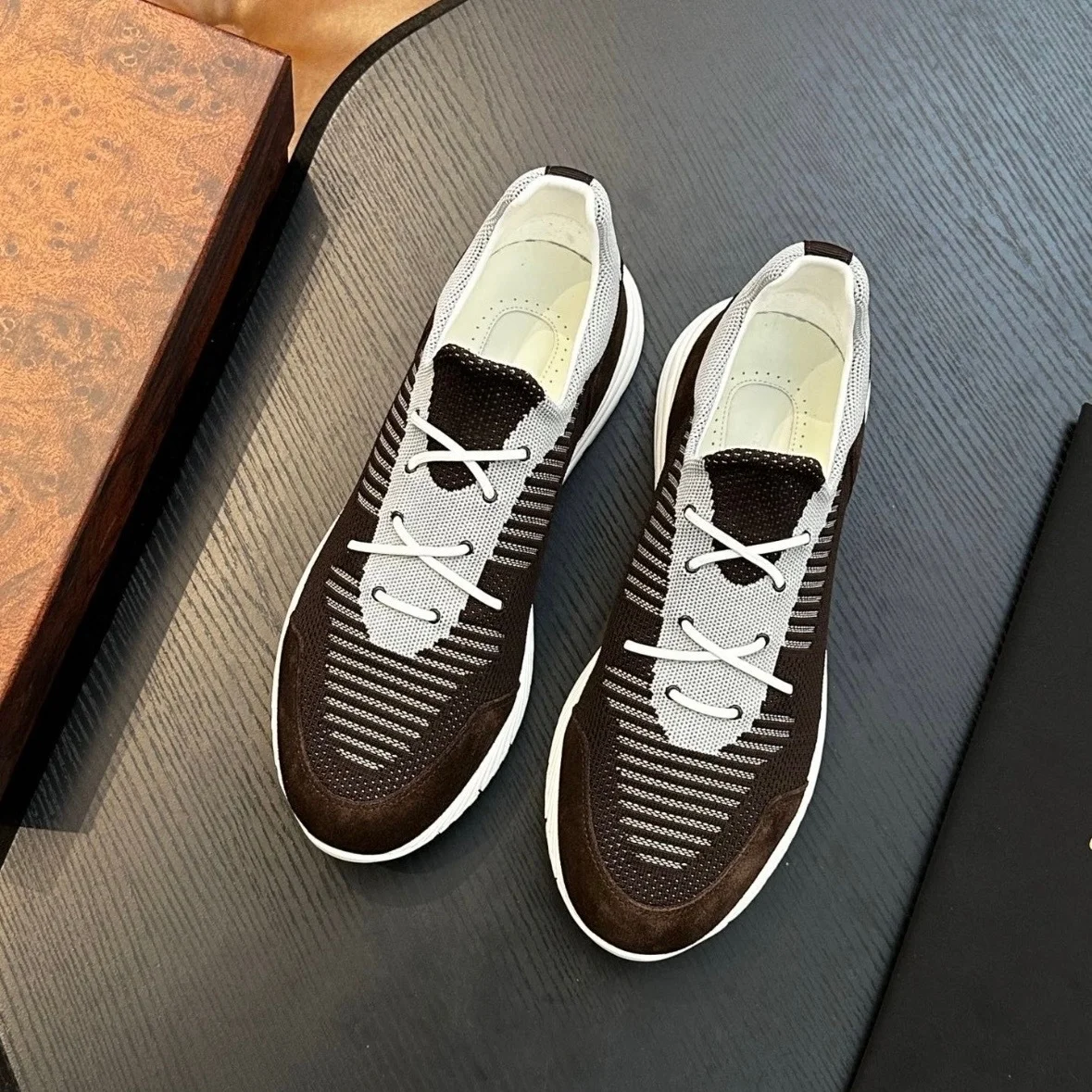 أحذية رياضية صيفية محبوكة مريحة ومسامية للرجال، أحذية كاجوال عصرية، أحذية قيادة، أحذية ركاب