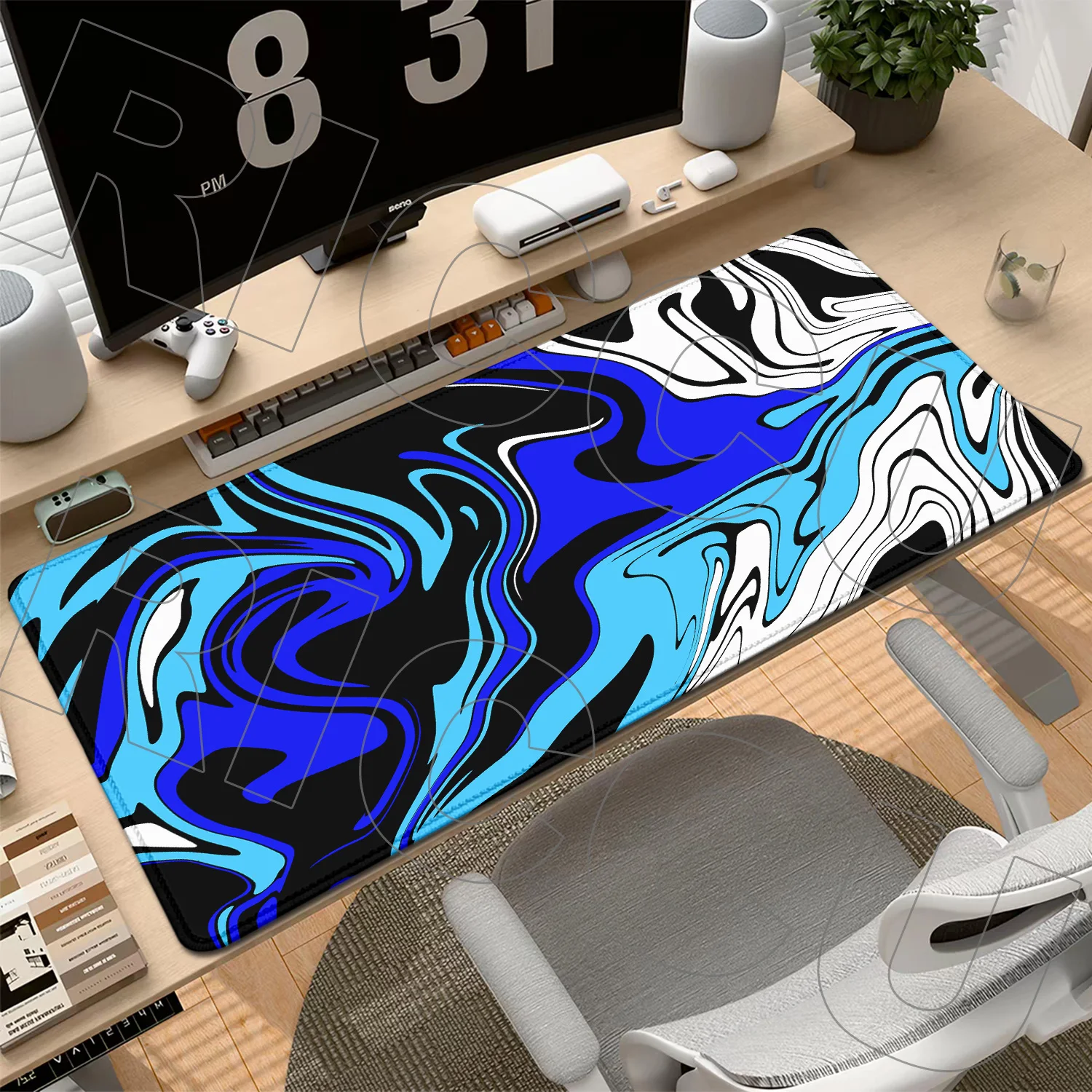 HD XXL Large Mousepad Black and White Strata Liquid Keyboards Office Desk protect mat Computer Non-slip Mouse Pad Design Carpet