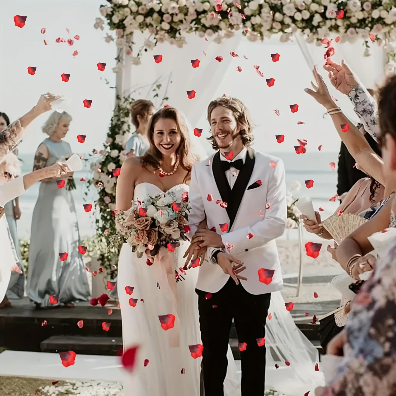 2000 قطعة من بتلات الورد الأحمر - بتلات الورد الاصطناعية مناسبة لعيد الحب والليالي الرومانسية وزخارف المقترح