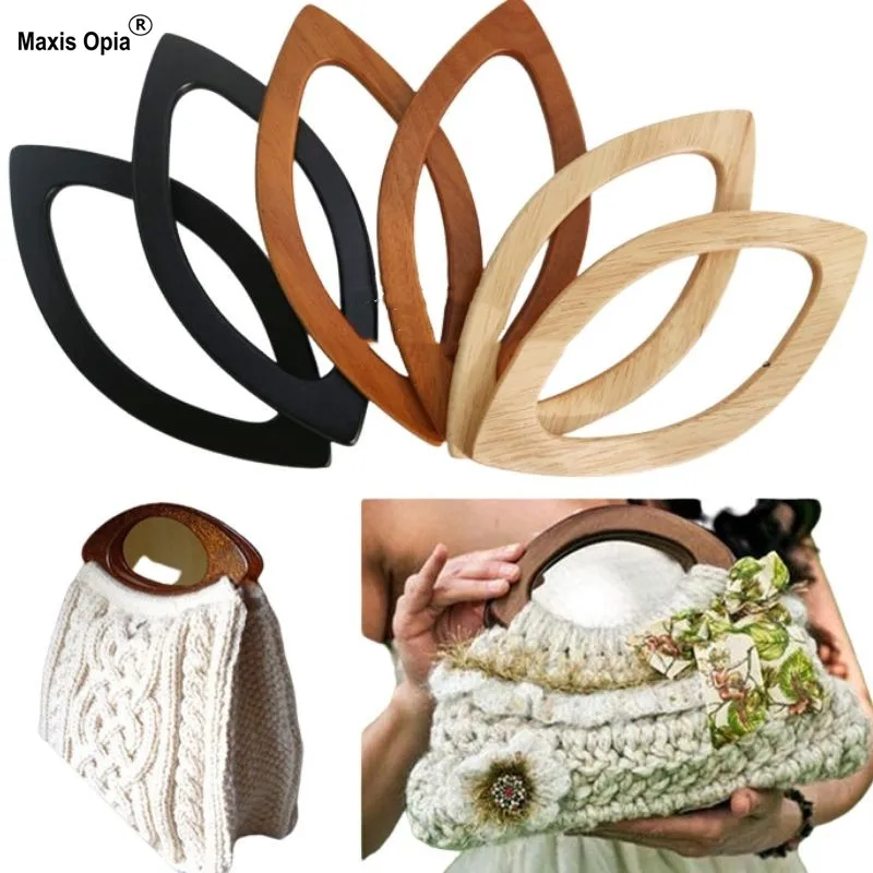 20X9.5cm Real Tree Solid Wood Eye Shape Handle For Creat Knit Bags Sewing,Nice Wood Simply Crochet Bag Handles Obag Wood Handle