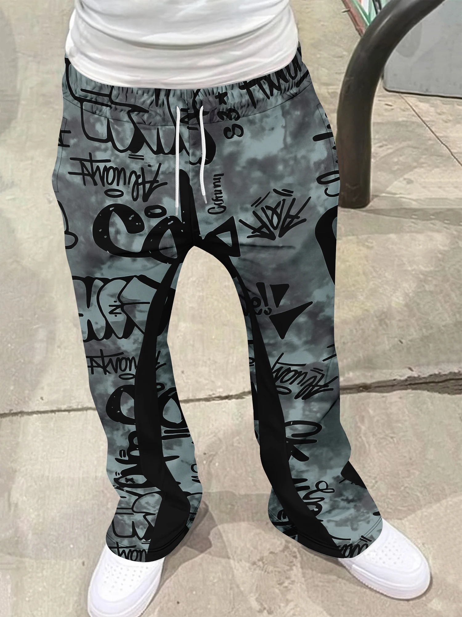 

Casual Sweatpants Y2k Flared Pants Men Loose 3D Print Trousers Mid Waist Sporty Female Clothes Streetwear Hip Hop Vintage Pants