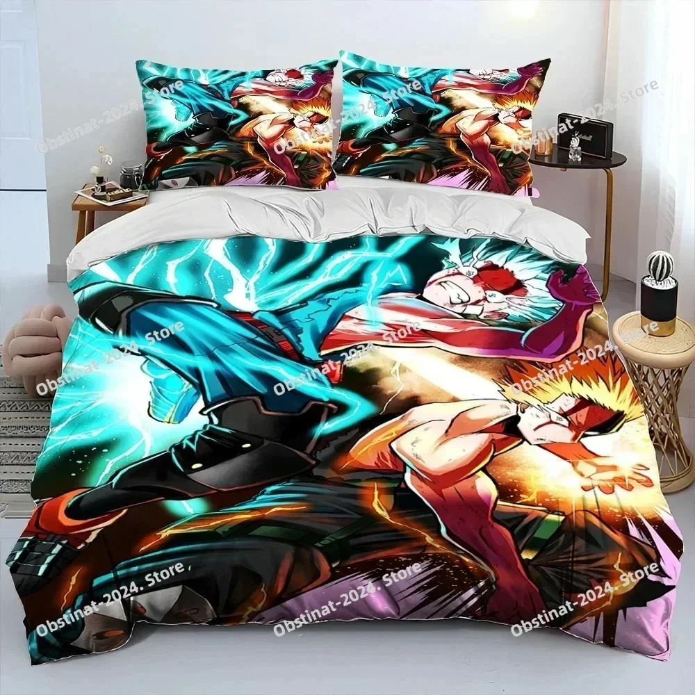 Anime My Hero Academia Izuku Deku Bedding Set Print single Comforter Quilt Duvet Cover Pillow Case 3 Pieces Sets Kids Adult Size