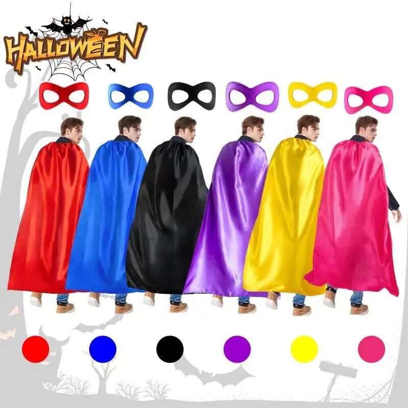 Ensemble de costumes de Cape d'Halloween pour adultes, 6 Options de couleurs, masque de Cape noué avec cordon de serrage, tenue de Cosplay de fête pour hommes et femmes, 140x90cm