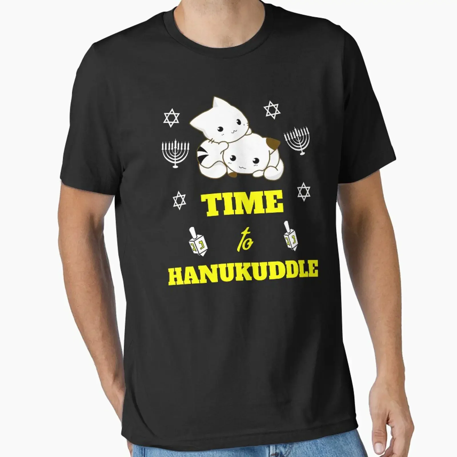 Time To Hanukuddle Hanukkah Cats Cuddling Essential T Shirt vintage Washed Stretched Comfortable Casual fashion Unisex