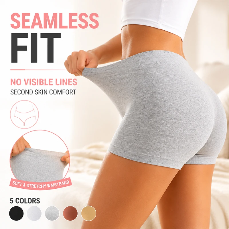 Women Cotton High Waist Stretch Safety Shorts Anti Slip Breathable Summer Underwear Women Yoga Fitness Base Layer Pants Lingerie