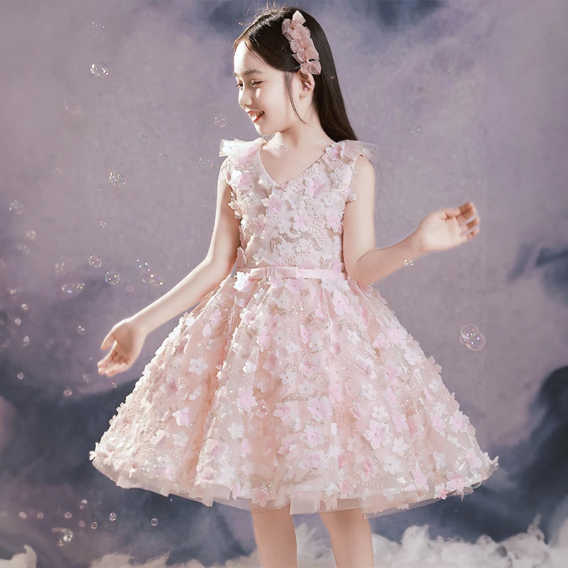 

Детские роскошные пышные платья принцессы, элегантное платье для дня рождения для детей, короткие вечерние платья для свадебных торжественных случаев для девочек