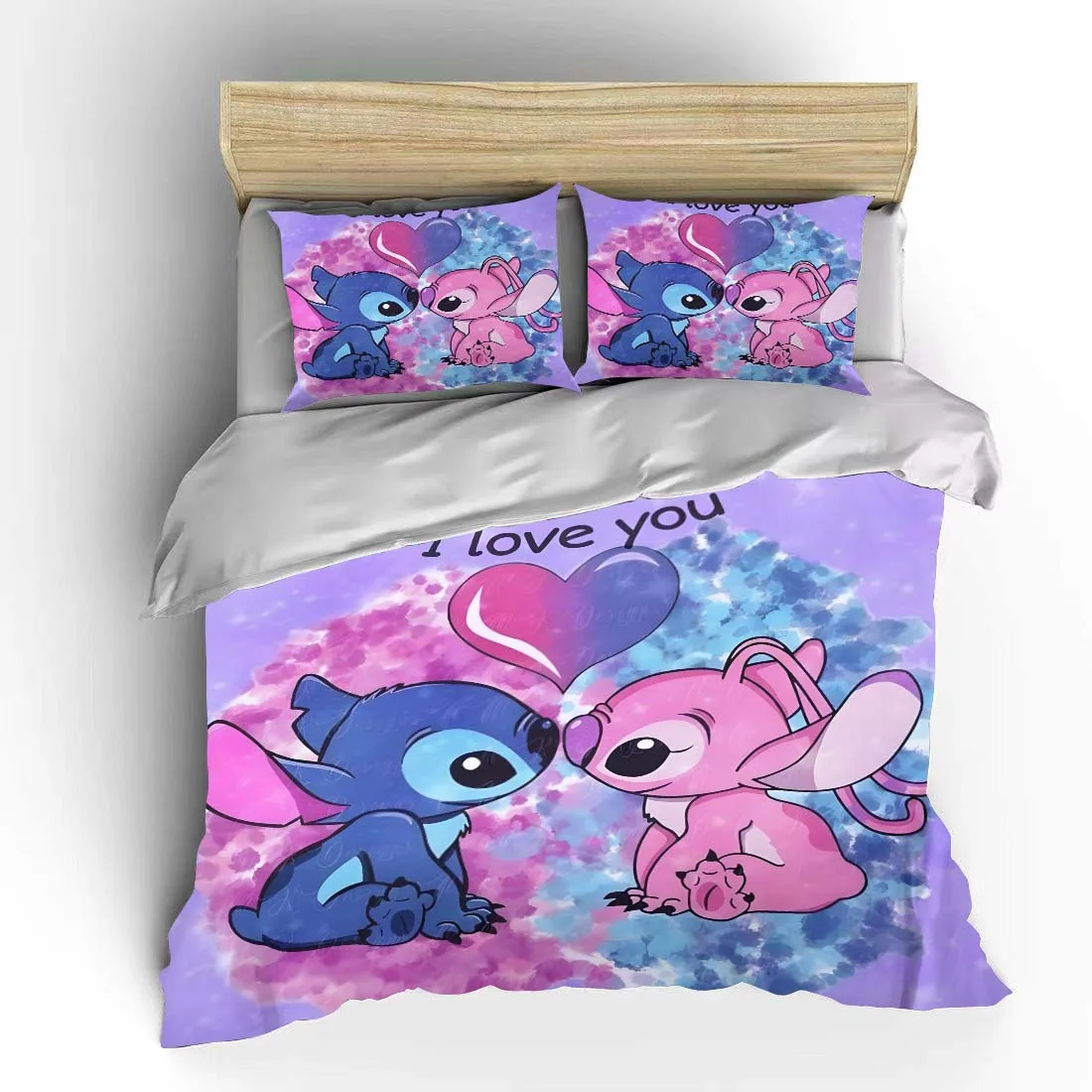 

Stitch Angel Couple Bedding Set Quilt Duvet Cover 3 Pieces Duvet Cover Us Twin King Queen Size Bedclothes Children Bed Decor