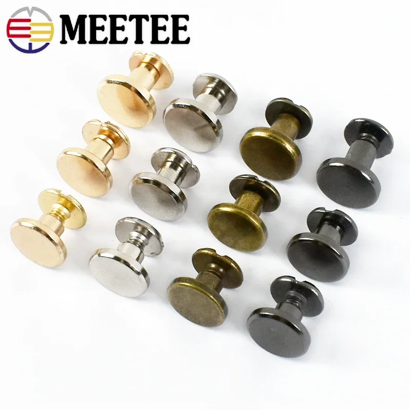 Meetee 10/20Pcs Flat Head Screws Nail 5/6/8mm Bag Rivet Metal Notebook Binding Rivets Buckle DIY Luggage Hardware Accessories