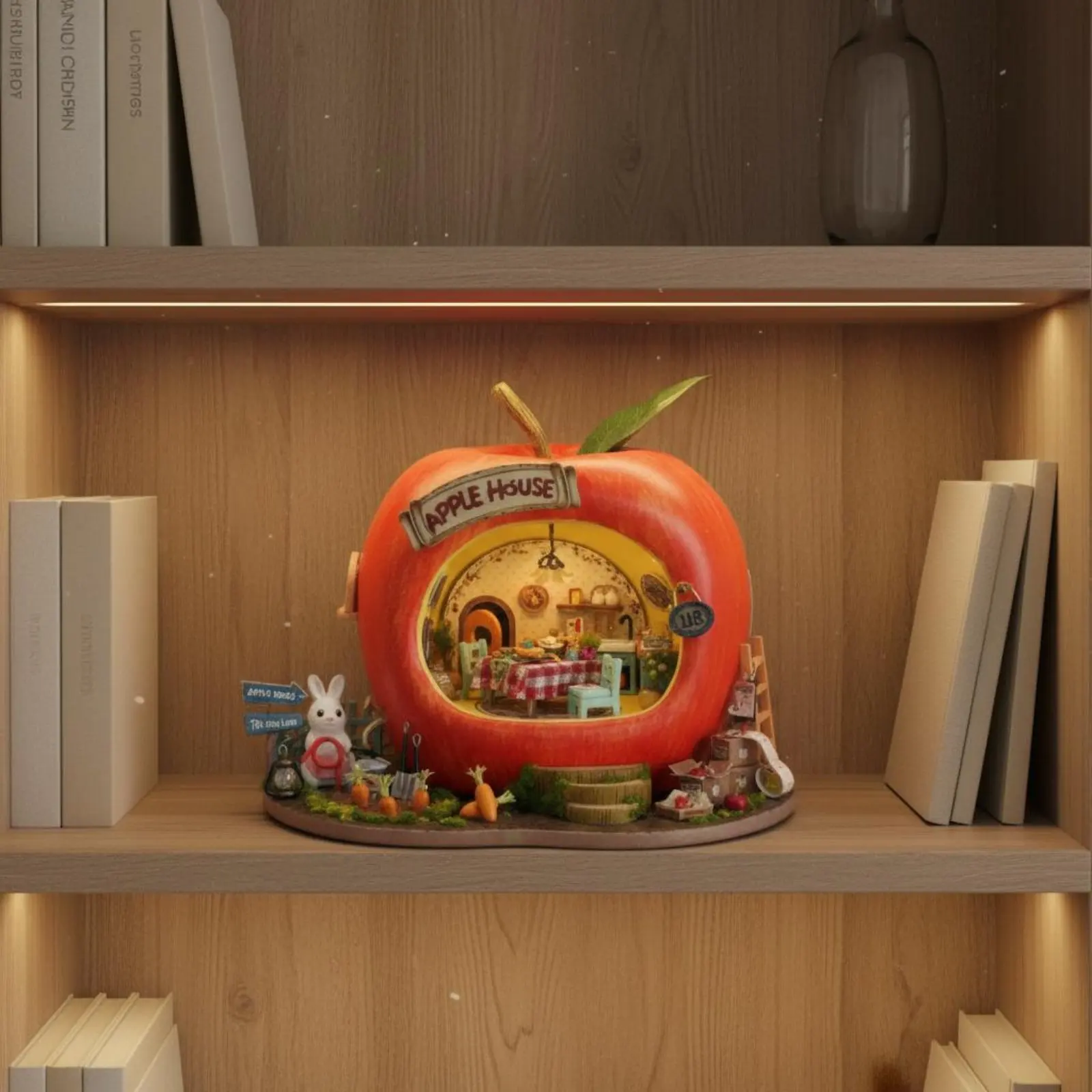 

DIY Fruit House Model Creative Gift Fruit Shaped Miniature Shop Three-Dimensional Wooden Assembly House Lighting System Lamp