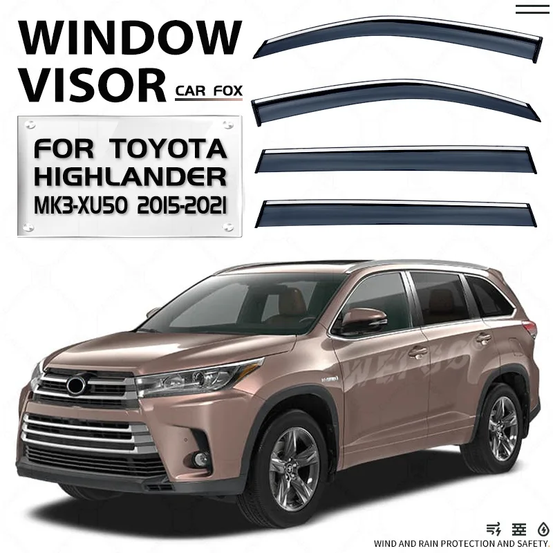 

For Toyota Highlander 2015 2016 2017 2018 2019 2020 2021 Accessories Wind Deflectors Visor Rain Guard Door Vent Shades Ventvisor