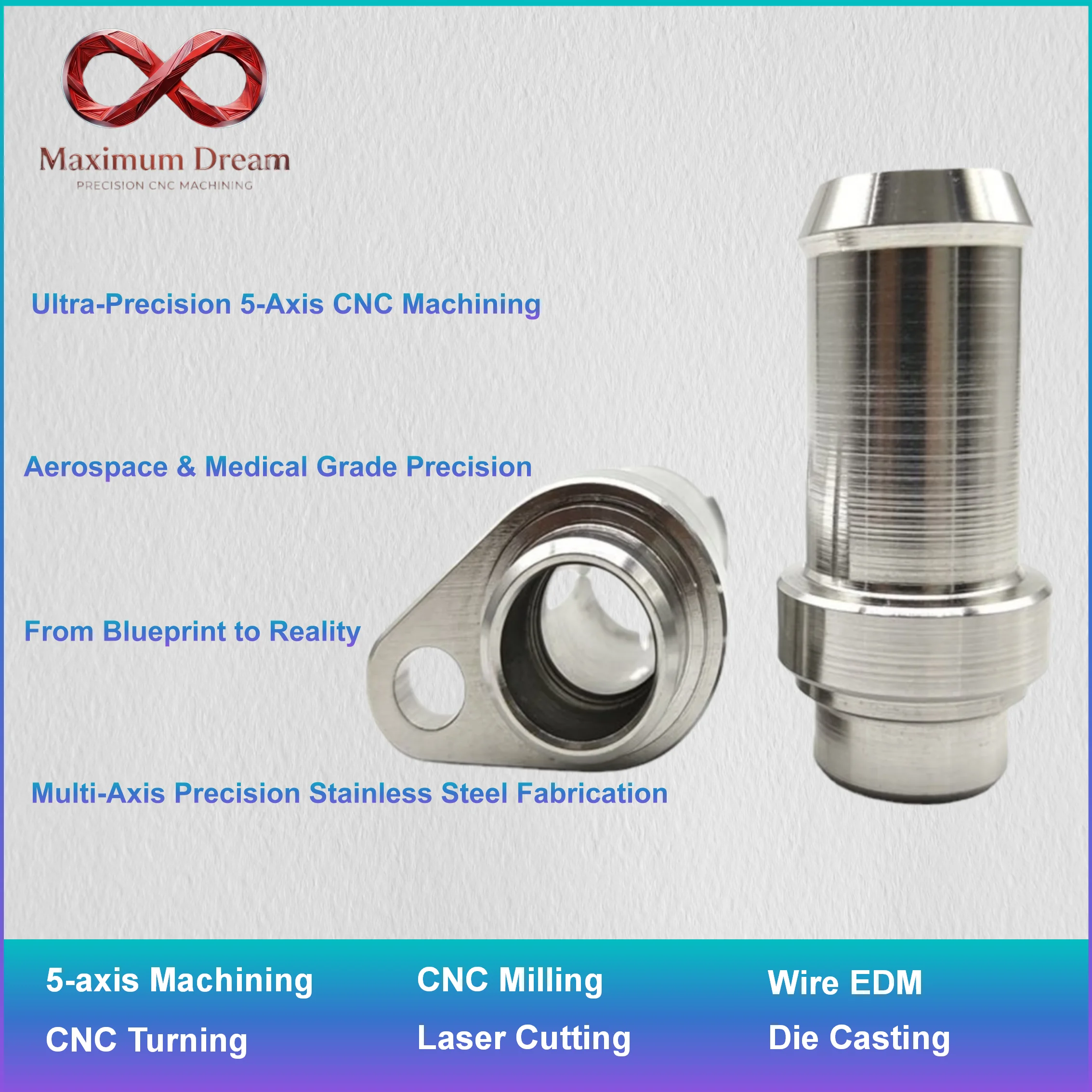 Custom Stainless Steel CNC Machining Service SS304 SS316L Precision Milling Turning Shaft Valve Mechanical Parts 1pc