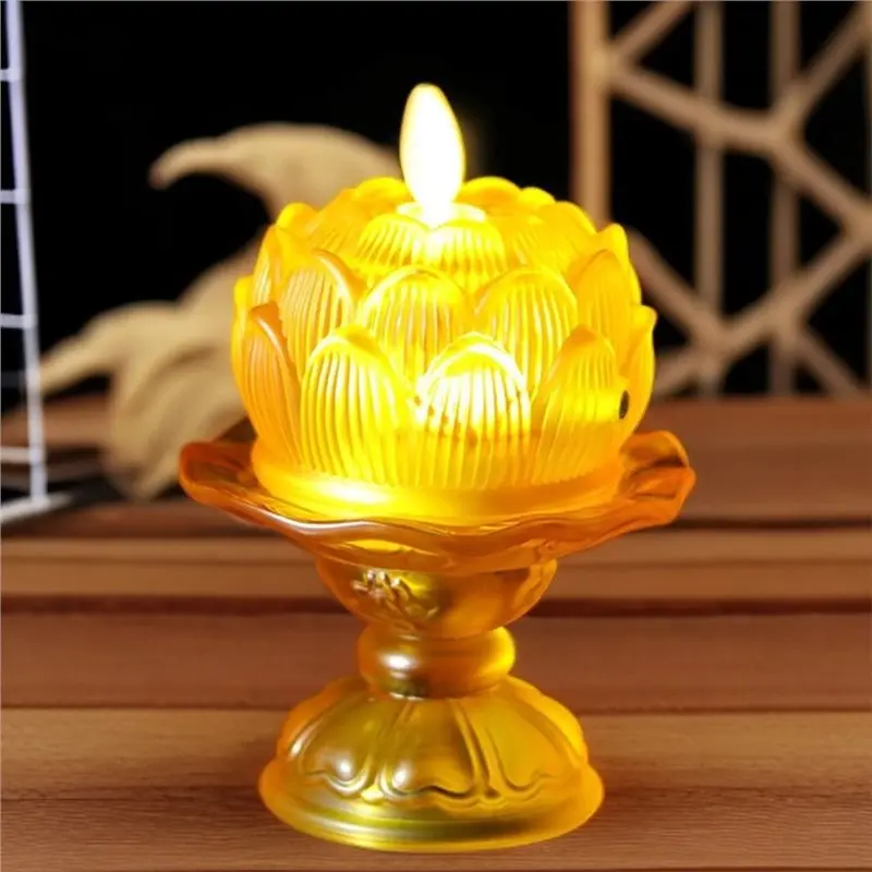 ABXD Electronic Lotus Lamp LED Candle Holder Temple Buddha Light