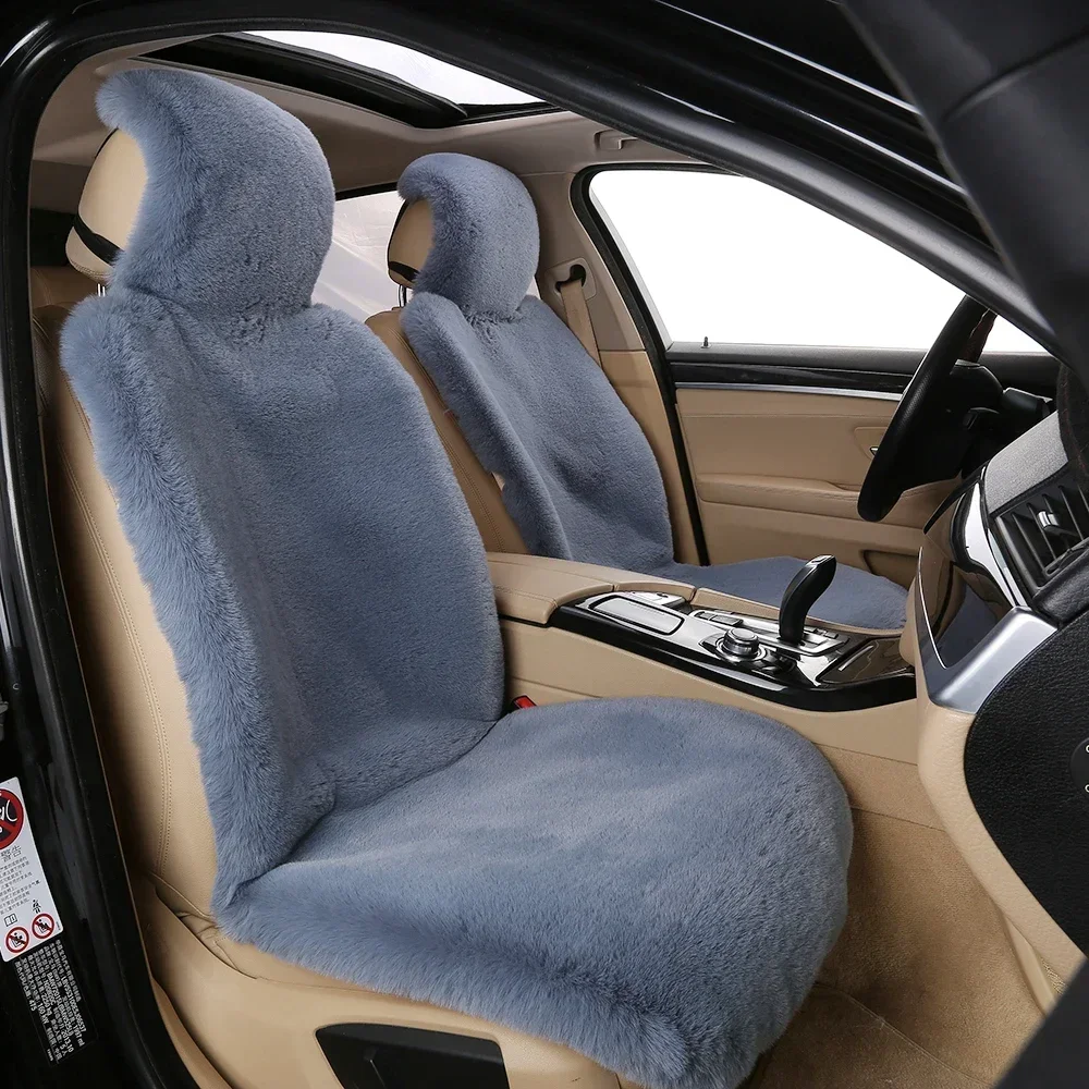 Car Seat Covers Set Fur Front Car Seat Cushion Faux Fur Universal Wool Car Seat Cover Winter Warm Plush Soft Sheepskin