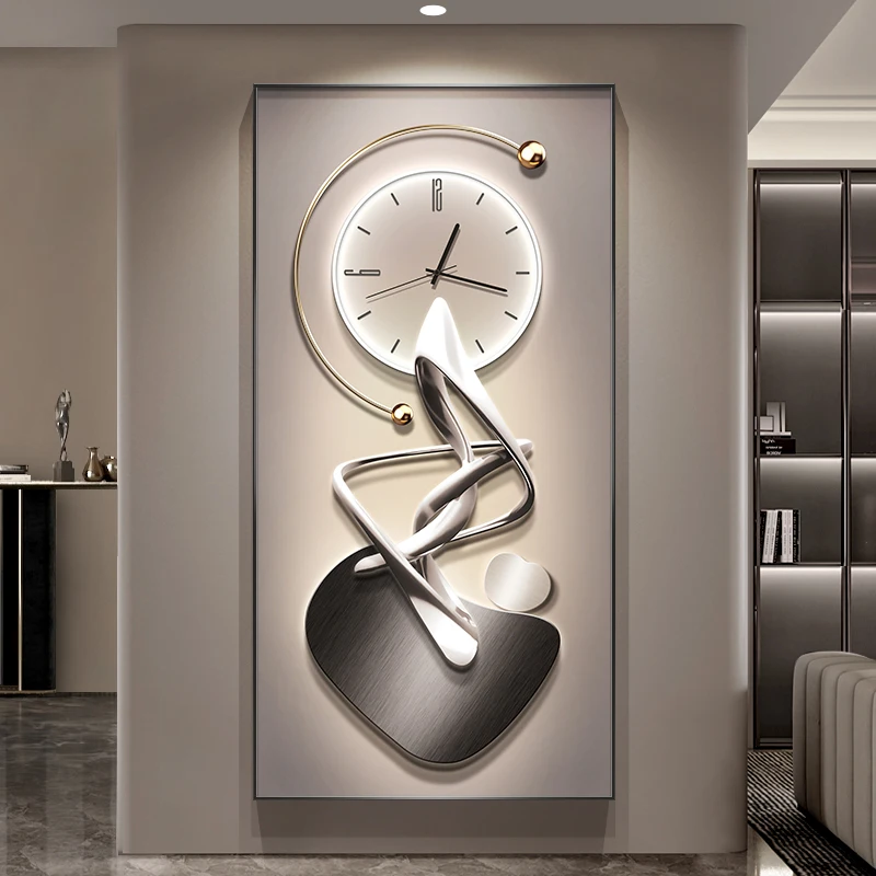 Modern simple entrance decorative painting with clocks and watches, high-end feeling, door-to-door hanging painting, light luxur