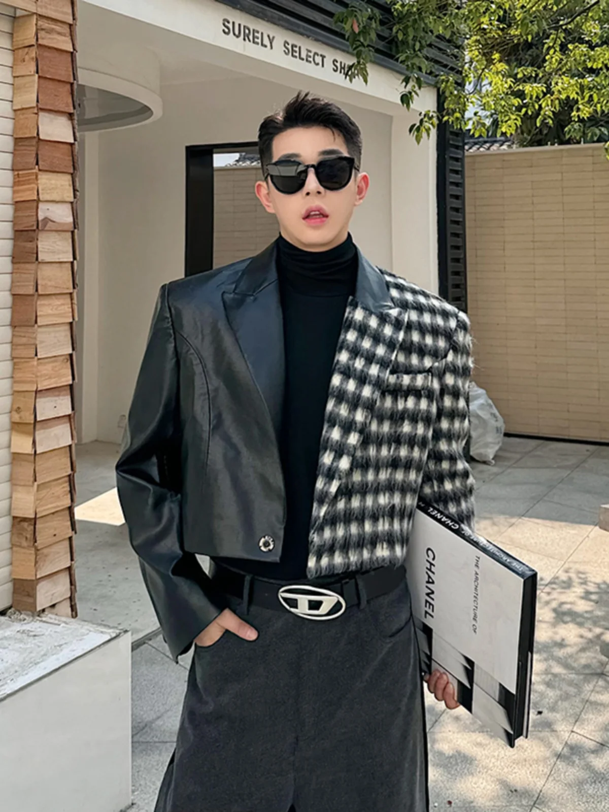 

Корейская стеганая шерстяная мужская куртка с клетчатым узором, свободный крой, весна-осень-зима, универсальная верхняя одежда