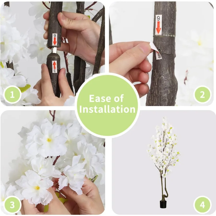 شجرة زهر الكرز الأبيض الصناعي بطول 7 أقدام 84 بوصة نبات اصطناعي ديكور داخلي لحفلات الزفاف وغرفة المعيشة والمكتب والاستخدام الخارجي